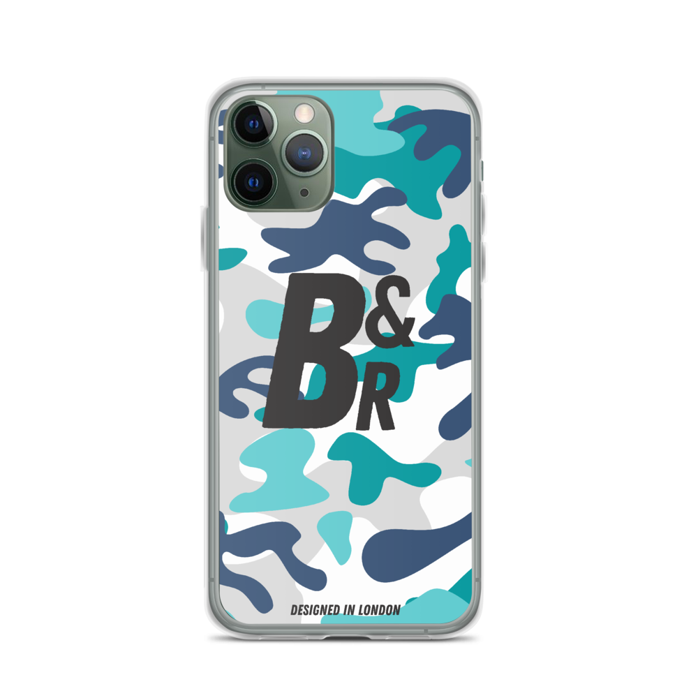 B&R Blue Camo iPhone Case - Black and Roses London